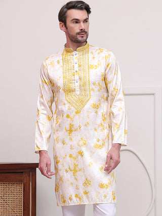 Stone Print With Embroidered kurtas