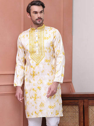 Stone Print With Embroidered kurtas