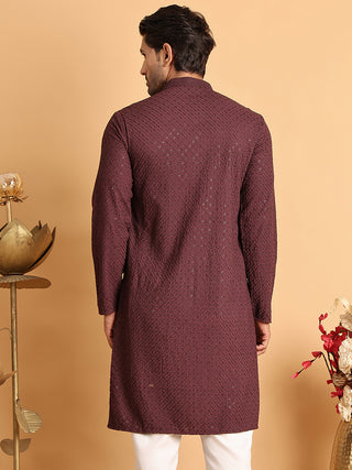 Sequins & Embroidered Viscose Kurtas For Men.