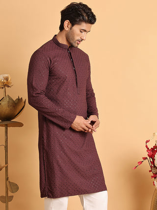 Sequins & Embroidered Viscose Kurtas For Men.