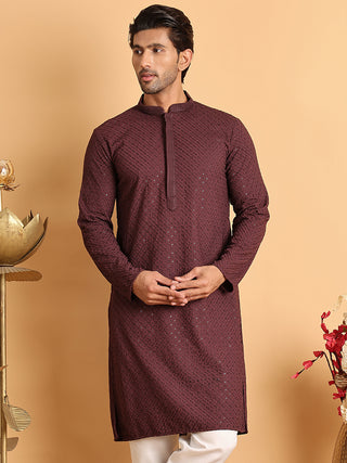 Sequins & Embroidered Viscose Kurtas For Men.