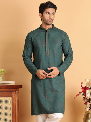 Sequins & Embroidered Viscose Kurtas For Men.