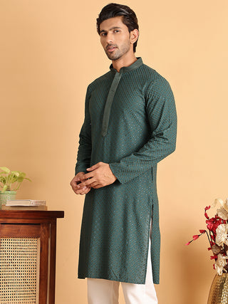 Sequins & Embroidered Viscose Kurtas For Men.