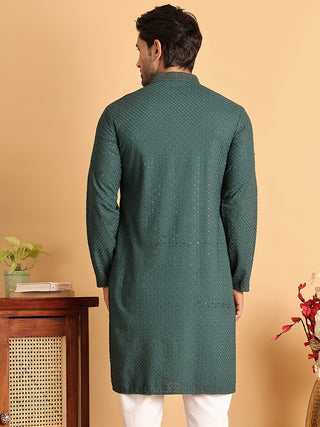 Sequins & Embroidered Viscose Kurtas For Men.