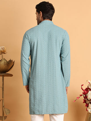 Embroidered & Sequins Straight Kurtas For Men