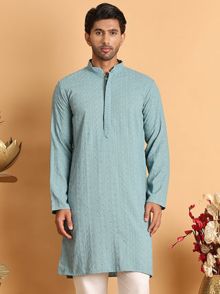 Embroidered & Sequins Straight Kurtas For Men