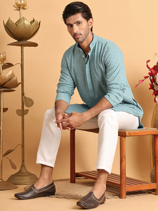 Embroidered & Sequins Straight Kurtas For Men