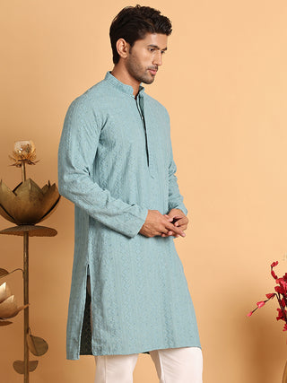 Embroidered & Sequins Straight Kurtas For Men