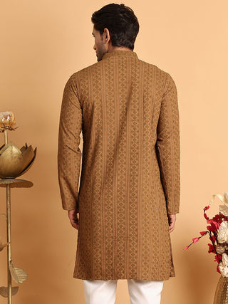 Embroidered & Sequins Straight Kurtas For Men