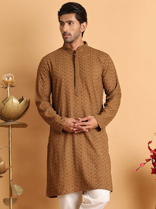 Embroidered & Sequins Straight Kurtas For Men