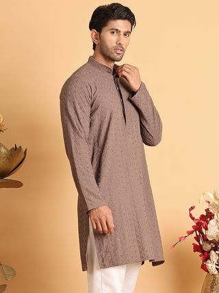 Embroidered & Sequins Straight Kurtas For Men