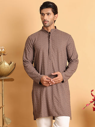 Embroidered & Sequins Straight Kurtas For Men