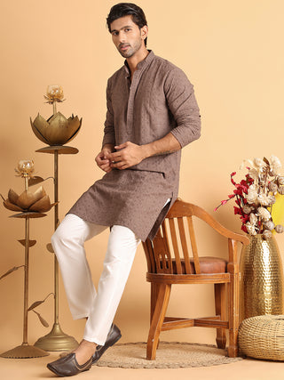 Embroidered & Sequins Straight Kurtas For Men