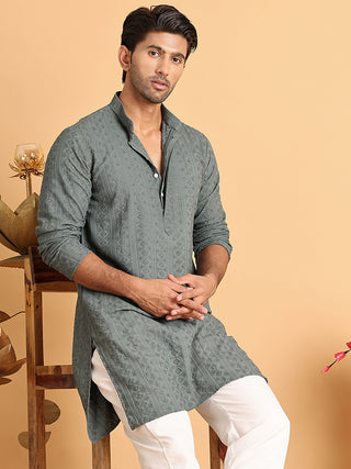 Embroidered & Sequins Straight Kurtas For Men