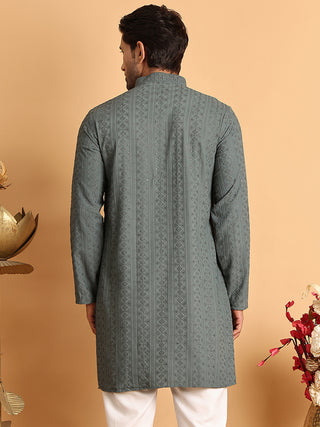 Embroidered & Sequins Straight Kurtas For Men