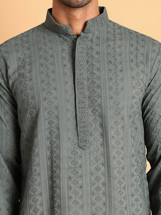 Embroidered & Sequins Straight Kurtas For Men