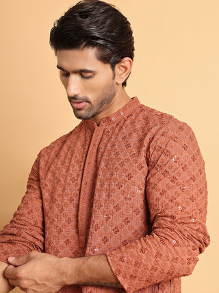 Embroidered & Sequins Straight Kurtas For Men