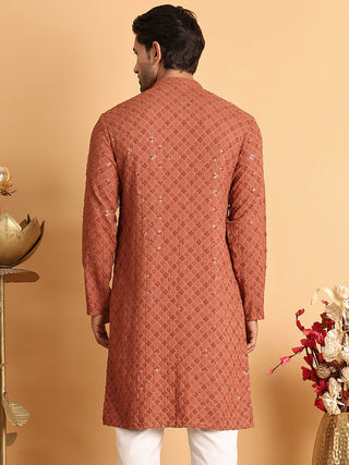 Embroidered & Sequins Straight Kurtas For Men