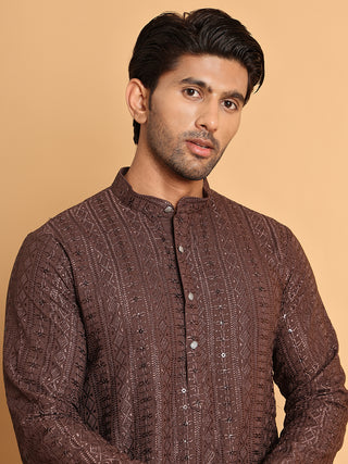 Embroidered Straight Kurtas For Men