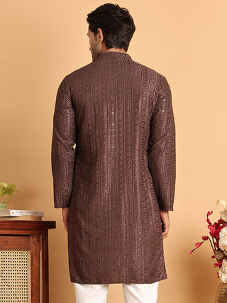 Embroidered Straight Kurtas For Men