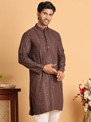 Embroidered Straight Kurtas For Men