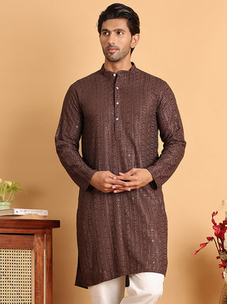 Embroidered Straight Kurtas For Men