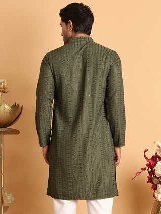 Embroidered Straight Kurtas For Men