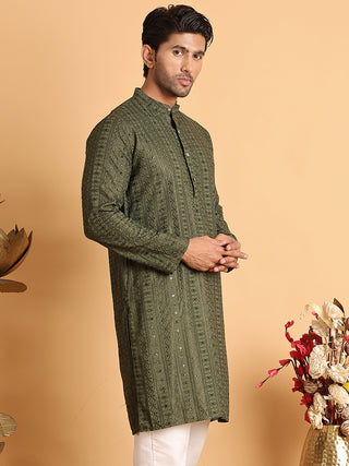 Embroidered Straight Kurtas For Men