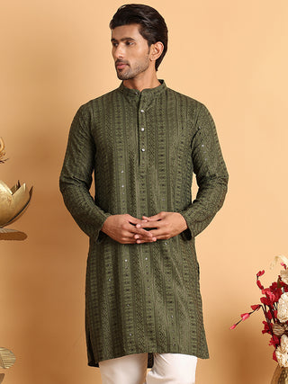 Embroidered Straight Kurtas For Men