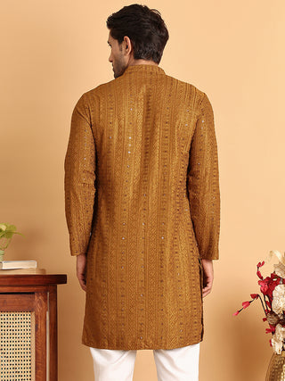 Embroidered Straight Kurtas For Men