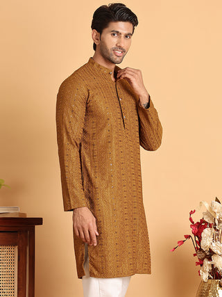 Embroidered Straight Kurtas For Men