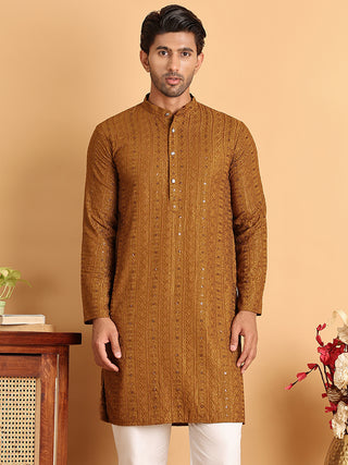 Embroidered Straight Kurtas For Men