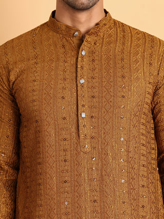 Embroidered Straight Kurtas For Men