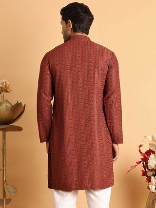 Embroidered Straight Kurtas For Men