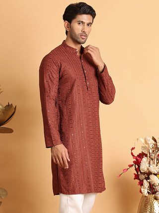 Embroidered Straight Kurtas For Men