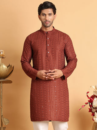 Embroidered Straight Kurtas For Men