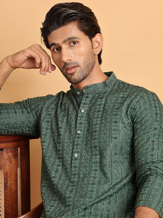 Embroidered Straight Kurtas For Men