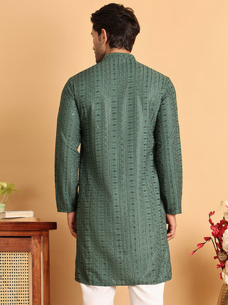 Embroidered Straight Kurtas For Men