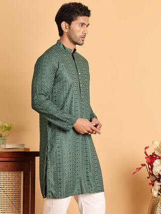 Embroidered Straight Kurtas For Men