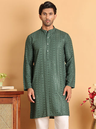 Embroidered Straight Kurtas For Men