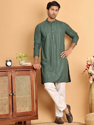 Embroidered Straight Kurtas For Men