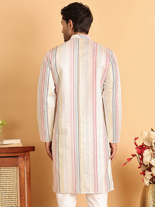 Embroidered Silk Blend Kurtas For Men