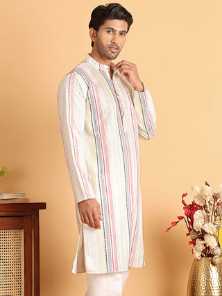 Embroidered Silk Blend Kurtas For Men