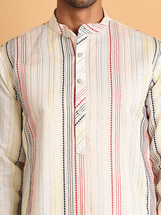 Embroidered Silk Blend Kurtas For Men