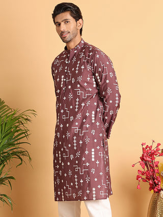 Embroidered Silk Blend Straight Kurta.