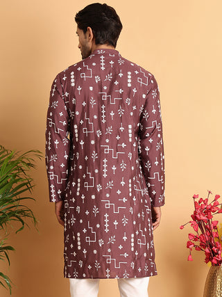 Embroidered Silk Blend Straight Kurta.