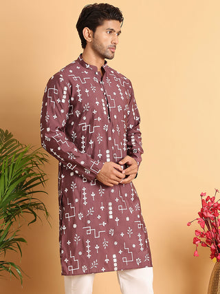 Embroidered Silk Blend Straight Kurta.