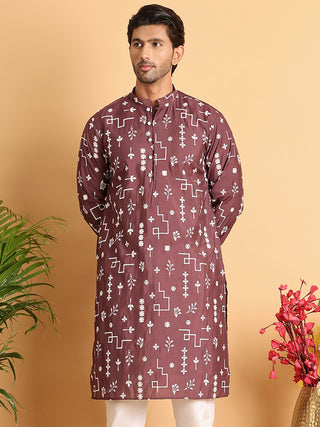 Embroidered Silk Blend Straight Kurta.