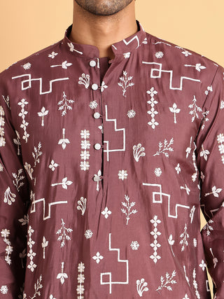 Embroidered Silk Blend Straight Kurta.