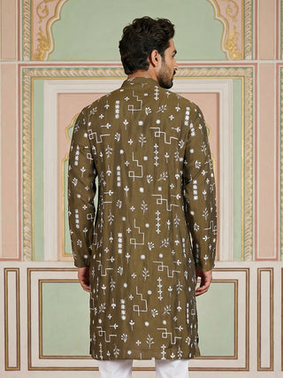 Embroidered Silk Blend Straight Kurta